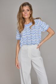 Pull met lichtblauwe/ witte zigzag Riani