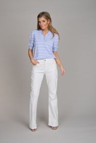 Lichtblauwe pull met roze/ witte strepen Riani