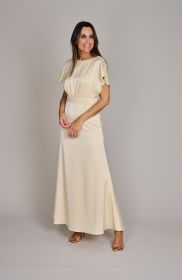 Vanillekleurig gecentreerd lang kleed Linea Raffaelli