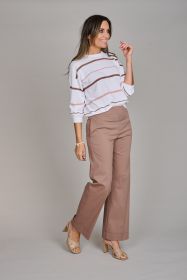 Witte pull met bruine en roze strepen Peserico