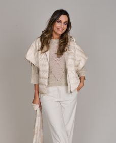 Beige bodywarmer met kap Peserico