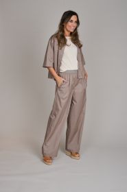 Taupe broek op elastiek Peserico