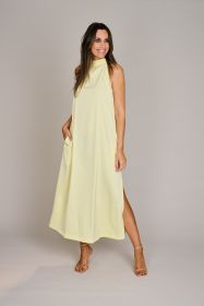 Geel satijnen halterkleed Lalotti