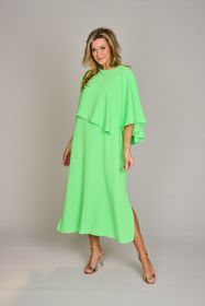 Fluogroen kleed met cape Lalotti