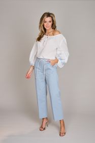 Lichtblauwe broek op elastiek Spoon