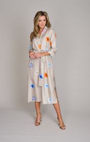 Beige lang kleed met bloemenprint Rosso 35