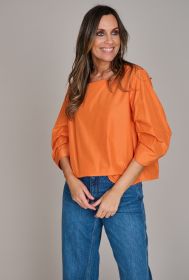Oranje bloes met speciale mouw Rosso 35