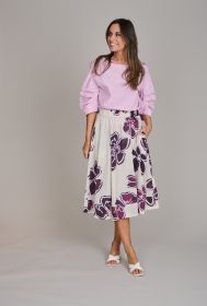 Beige rok met paarse bloemen Rosso 35