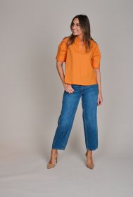 Oranje V-hals bloes met korte mouw Rosso 35