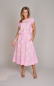 Roze bloes met witte bloemenbroderie Rosso 35