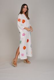 Wit gebloemd lang kleed Rosso 35