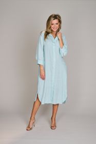 Lichtblauw hemdkleed met ton-sur-ton strepen Rosso 35