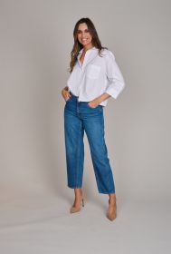 Witte bloes met borstzak en knopen opzij Rosso 35