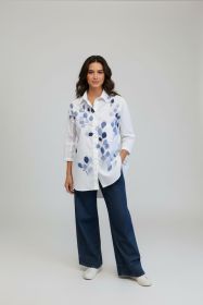 Witte bloes met blauwe print Rosso 35