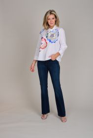 Witte bloes met bloemen Rosso 35