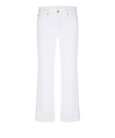 Witte jeans met broderie onderaan model Francesca Cambio