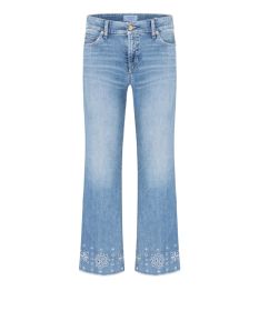 Blauwe jeans met broderie onderaan model Francesca Cambio
