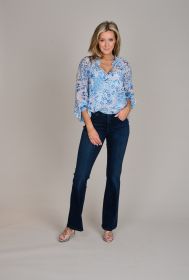 Blauwe gebloemde bloes Hale Bob