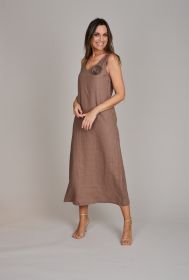 Bruin lang kleed met bloem La Camicia