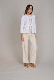 Witte gilet met beige boord Anneclaire