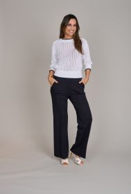 Witte pull met marine boord Anneclaire