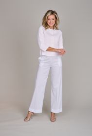 Roze vest met witte kraag en boord Anneclaire