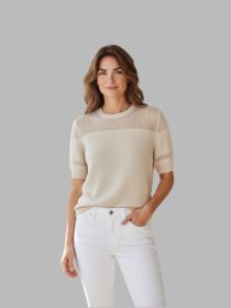 Beige pull met transparant stuk Anneclaire