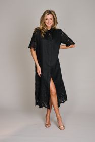 Zwart hemdkleed met broderie Riani