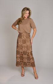 Bruine, fijne pull met korte mouw Riani