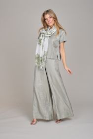 Grijsgroene broek met glans Due Amanti