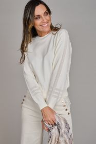 Ecru pull met gaatjes in de mouw Due Amanti