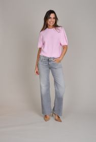 Ecru pull met fantasie op korte mouw Due Amanti