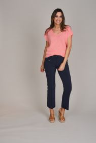 Coraal V-hals pull met korte mouw Due Amanti