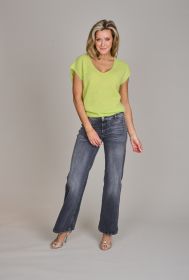 Lime V-hals pull met korte mouw Due Amanti