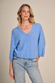 Lichtblauwe V-hals gilet Due amanti