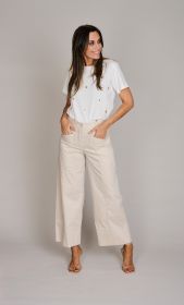 Beige broek met grote zakken vooraan Due Amanti