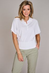 Ecru pull met polokraag en korte mouw Due Amanti