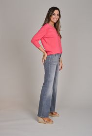 Rode V-hals pull met fantasie op de mouwen Due Amanti