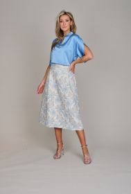 Lichtblauw met goud gebloemde rok Léonie de Paris