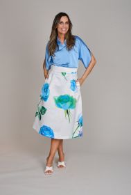 Witte rok met blauw/ groene bloemenprint Léonie de Paris