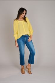 Gele bloes met elastiek aan uiteinde mouwen Herzens