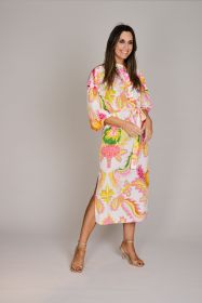 Multicolor gebloemd lang kleed Herzens