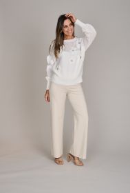 Ecru pull met bloemen Caroline Biss