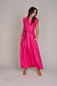 Fuchsia lang kleed met riem Caroline Biss