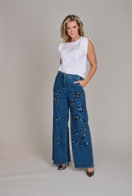 Witte top met gouden accenten een de schouders Caroline Biss