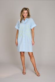 Lichtblauw hemdkleed met lime broderie Atmos