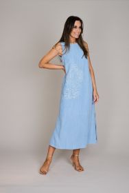 Lang jeanskleed met broderie Atmos