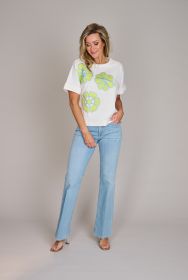 Witte T-shirt met groene bloemen Atmos