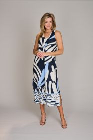 Blauw lang kleed met print Amos