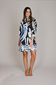 Blauw kleed met print Atmos